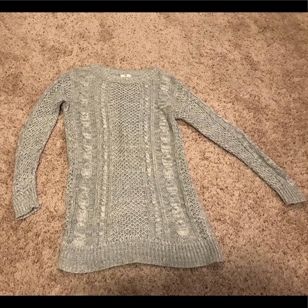 Gray and White Crewneck Sweater
